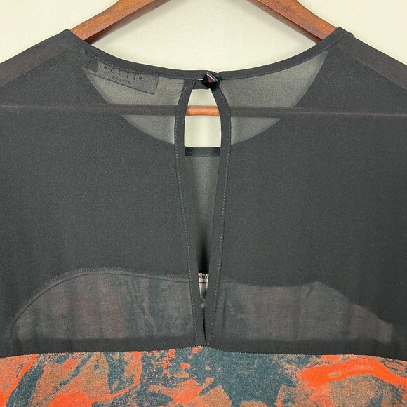 Iris Setlakwe Blouse Top Womens Large Ruched Silk Blend Sheer Long Sleeve Artsy - Picture 9 of 15